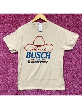 Welcome To Busch Light Country Vintage Style Beige T-Shirt Small